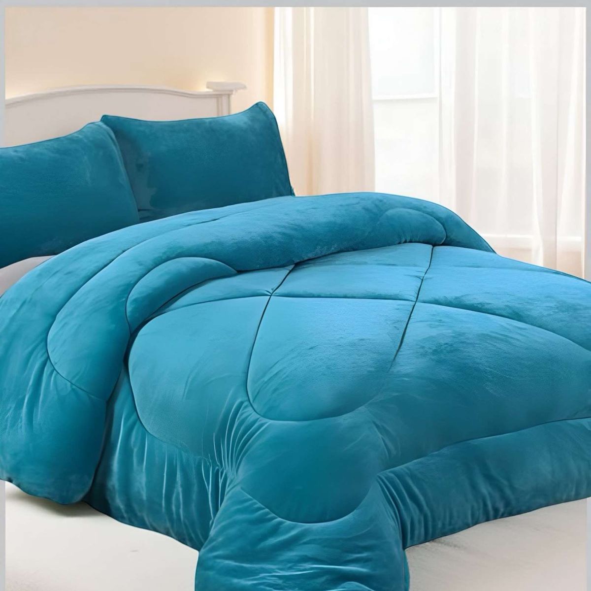GENERICO - COBERTOR ELEGANTE DE INVIERNO UNICOLOR PLUSH CON CHIPORRO PLAZA Y MEDIA S54