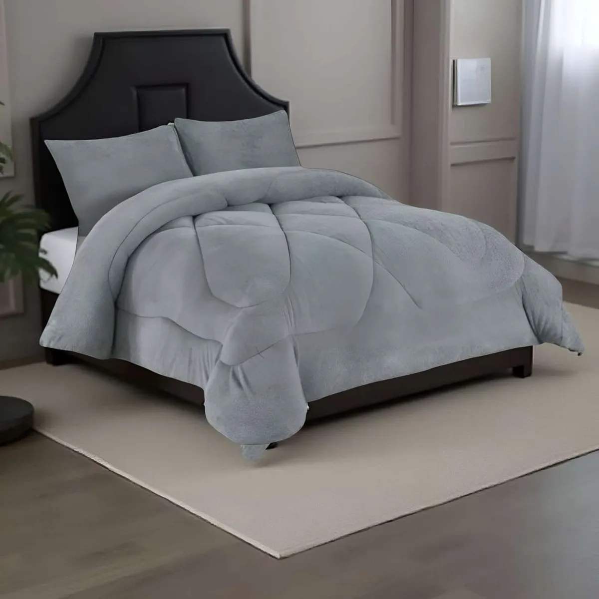GENERICO - COBERTOR ELEGANTE DE INVIERNO UNICOLOR PLUSH CON CHIPORRO PLAZA Y MEDIA S55
