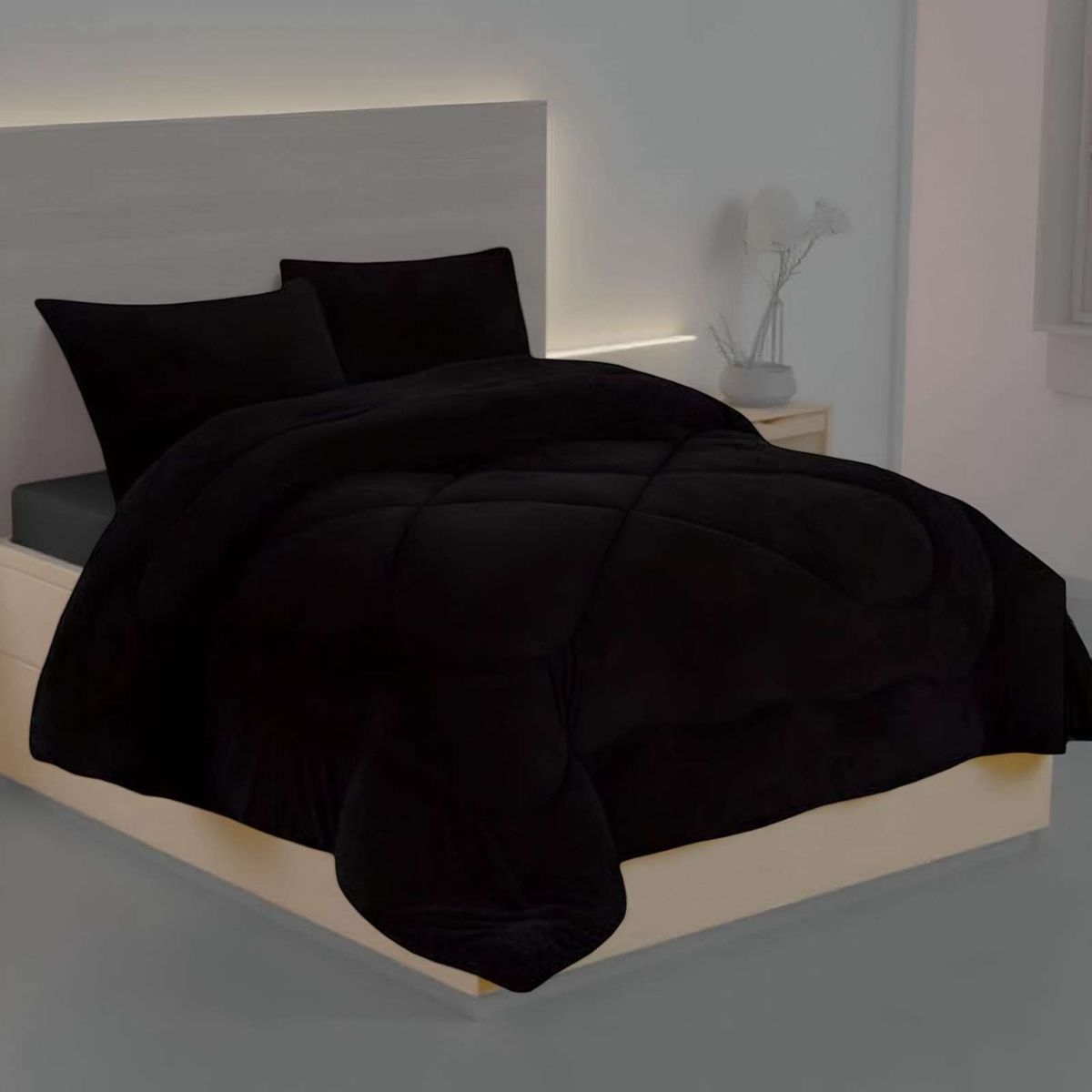 GENERICO - COBERTOR ELEGANTE DE INVIERNO UNICOLOR PLUSH CON CHIPORRO PLAZA Y MEDIA S57