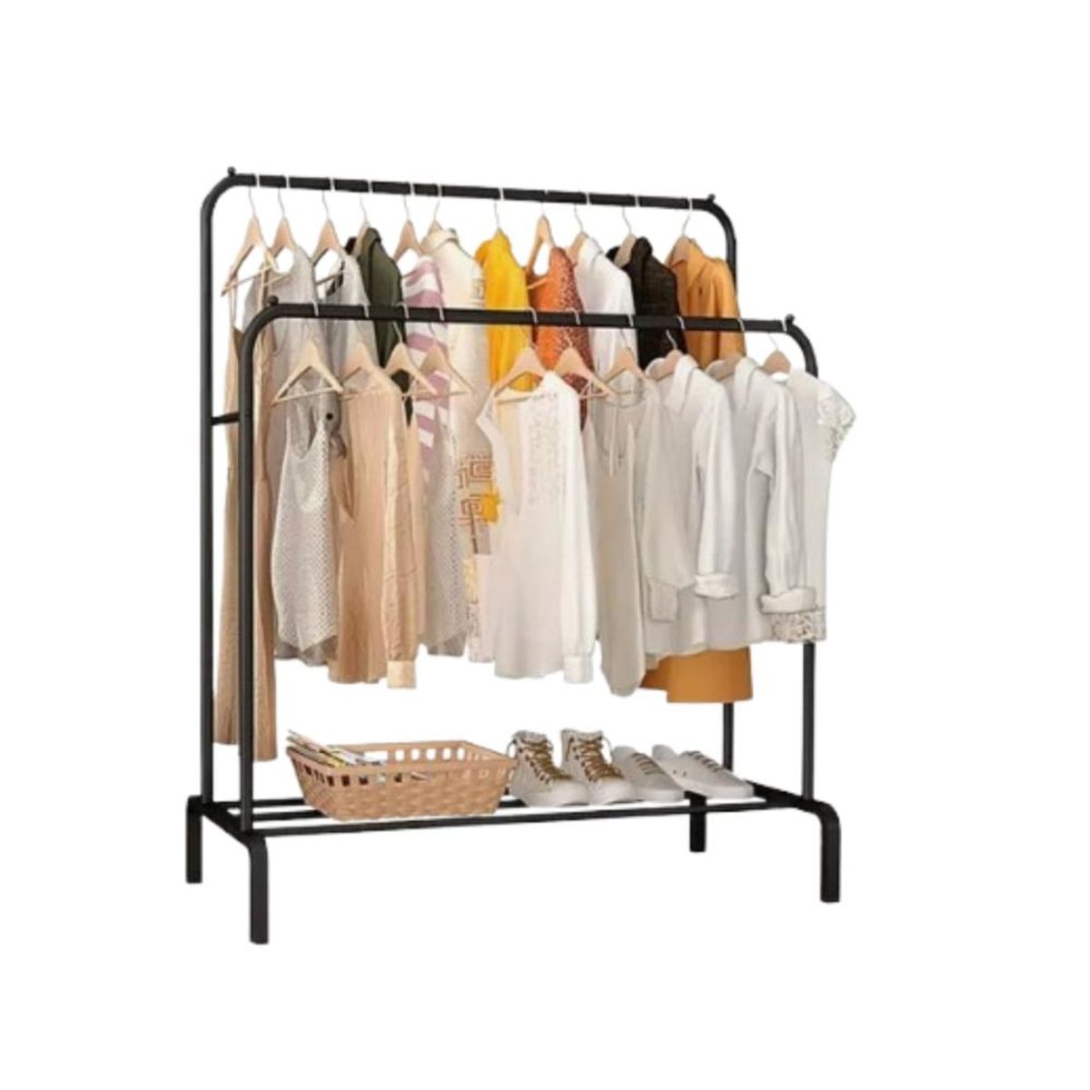 GENERICO - Perchero Metálico Doble Closet Exhibición Organizador Hogar - Negro