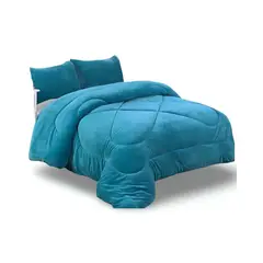 GENERICO - COBERTOR ELEGANTE DE INVIERNO UNICOLOR PLUSH CON CHIPORRO PLAZA Y MEDIA S54