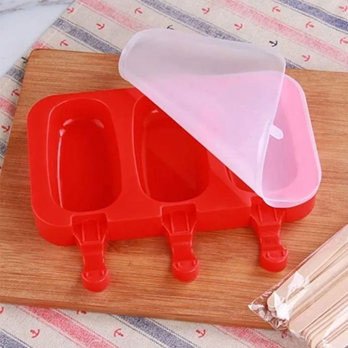 GENERICO - Set 2 Moldes Silicona Helado Paletas Tapa Reposteria Surtido