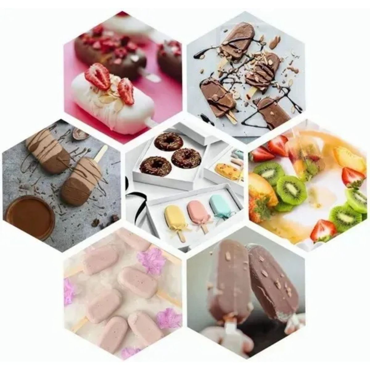 GENERICO - Set 3 Moldes Silicona Helado Paletas 8 Cavidades Reposteria