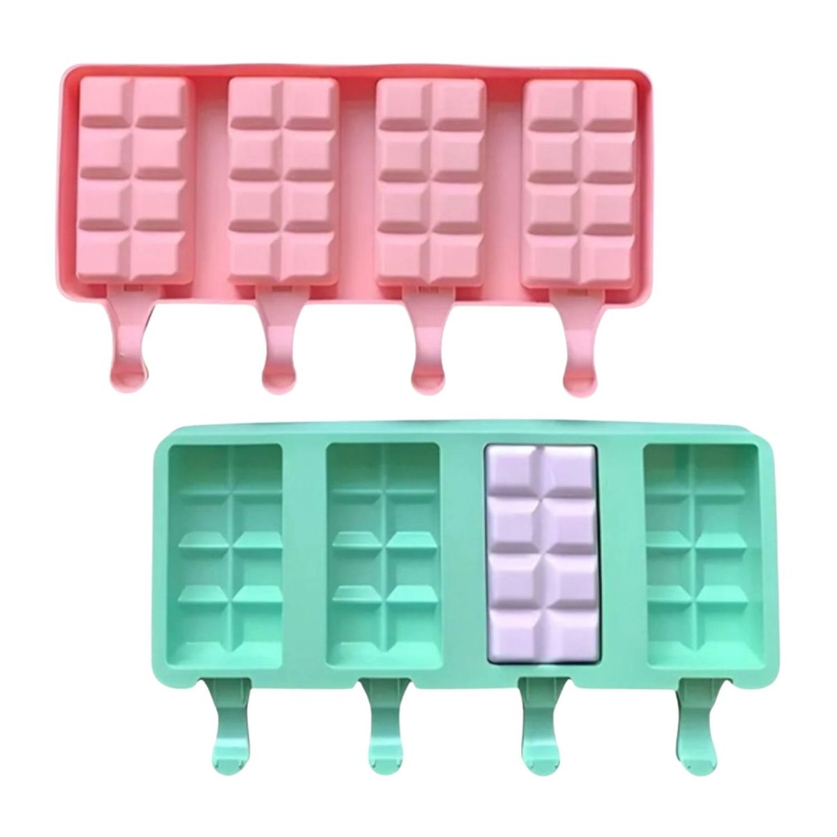 GENERICO - Set 2 Moldes Silicona Para Helados Forma Cubitos Surtido