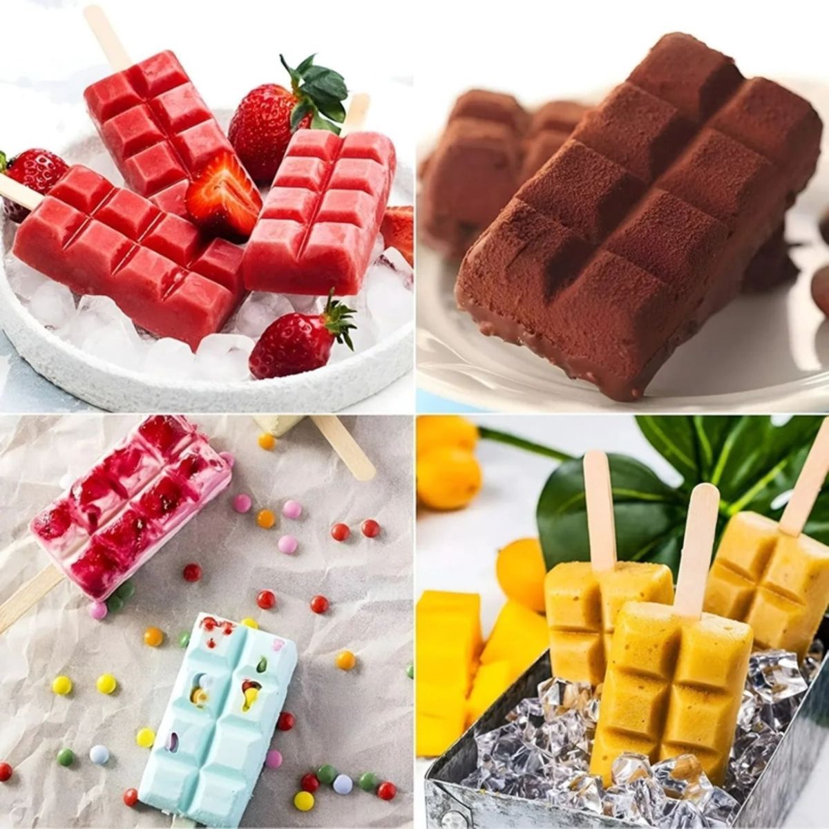 GENERICO - Set 3 Moldes Silicona Para Helados Forma Cubitos Surtido