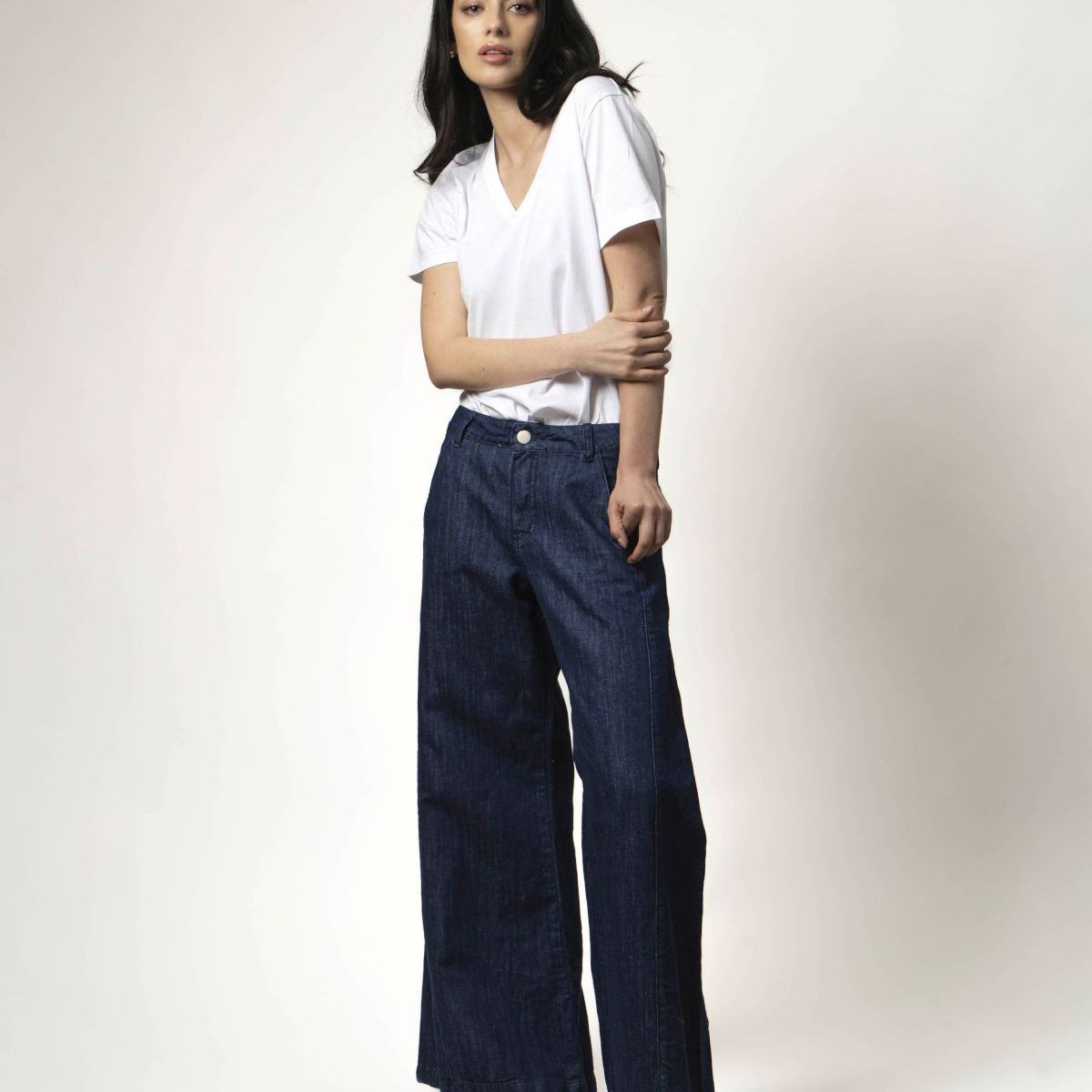 MOMCHIC - JEANS CAMPANA FLARE AZUL