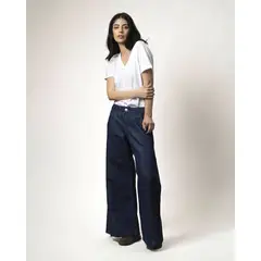 MOMCHIC - JEANS CAMPANA FLARE AZUL