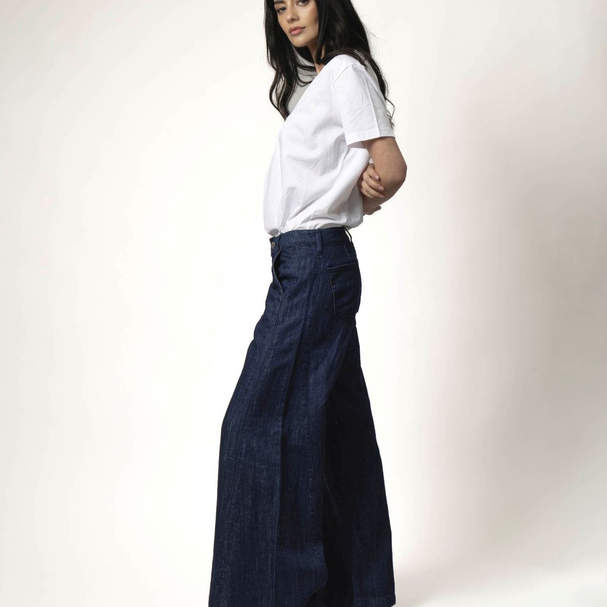 MOMCHIC - JEANS CAMPANA FLARE AZUL