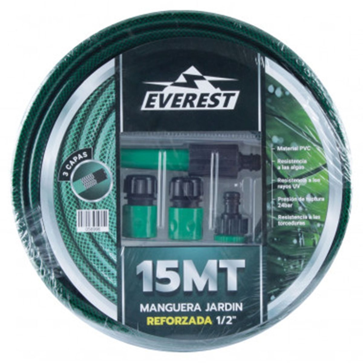 EVEREST - MANGUERA JARDIN REFORZADA 1/2"x 15 mt C/ACCESORIOS