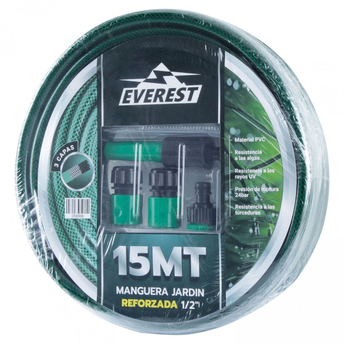EVEREST - MANGUERA JARDIN REFORZADA 1/2"x 15 mt C/ACCESORIOS