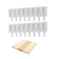 GENERICO - Set 2 Moldes Silicona Helado Paletas 8 Cavidades Reposteria