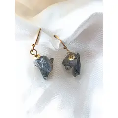 GENERICO - Aros con piedra natural Cuarzo turmalinado