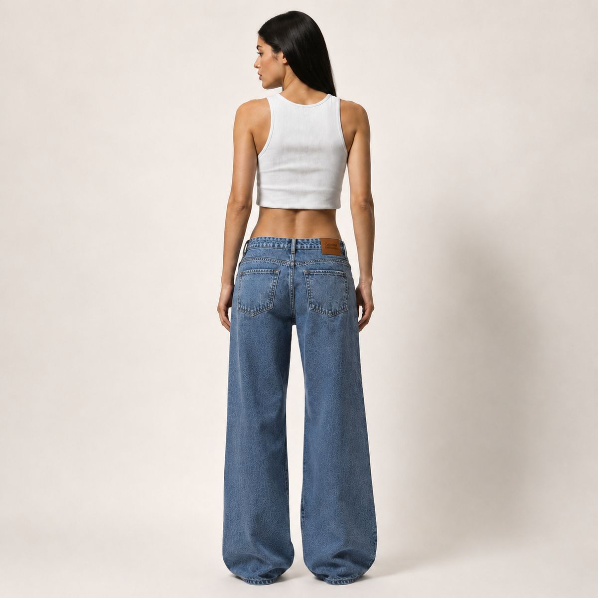 MOMCHIC - Jeans Tiro Bajo Nolita Celeste Mujer 100% Algodón MOMCHIC