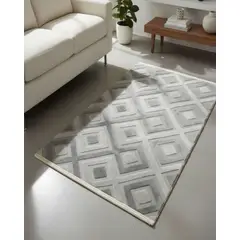 GENERICO - ALFOMBRA CON RELIEVE DISEÑO JACQUARD ANTIDESLIZANTE 150X200 CM