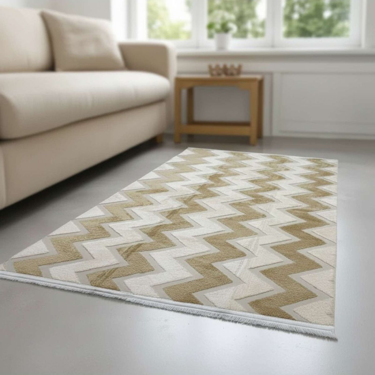 GENERICO - ALFOMBRA CON RELIEVE DISEÑO JACQUARD ANTIDESLIZANTE 150X200 CM