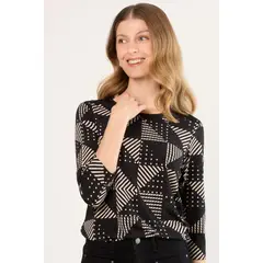 MA GRIFFE - Polera Manga Corta Mujer Negro Magriffe