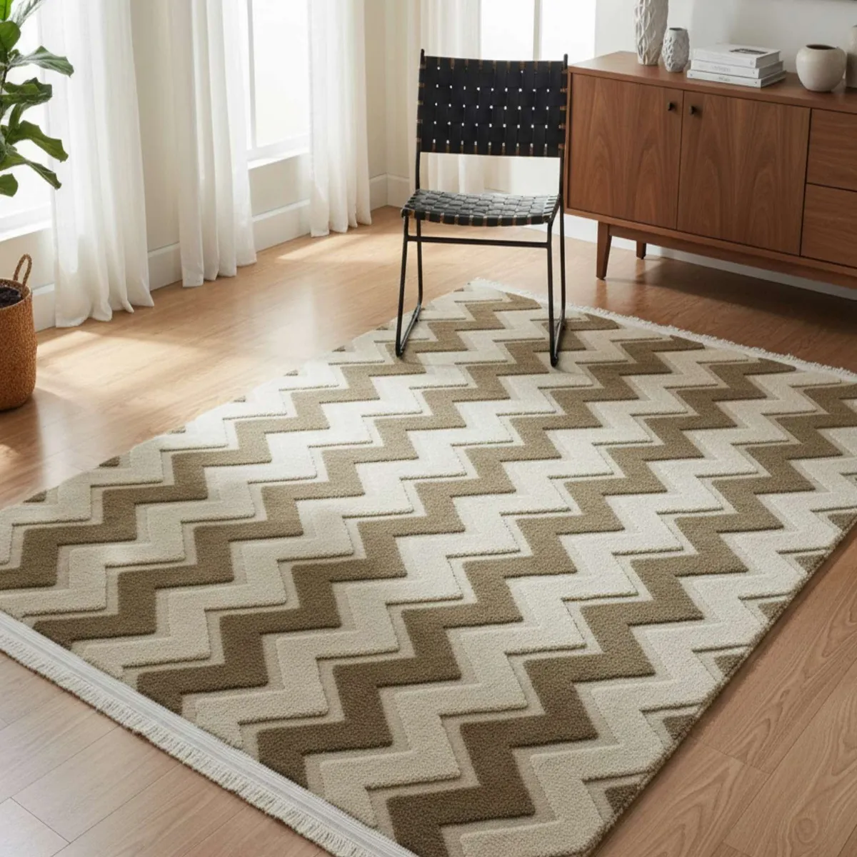 GENERICO - ALFOMBRA CON RELIEVE DISEÑO JACQUARD ANTIDESLIZANTE 200X240 CM