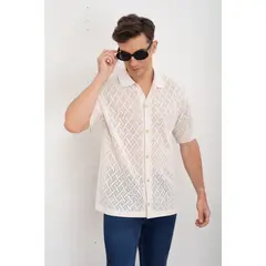 LIKE SHOP - Camisa Hombre Hilo Algodon Verano Calidad Premium Diseño 7221