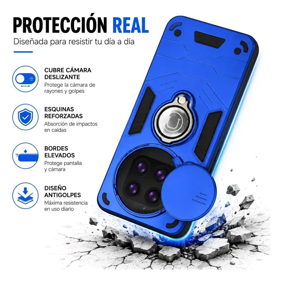 GENERICO - CARCASA PARA HONOR MAGIC 7 LITE ANILLO CUBRE CAMARA COLOR AZUL