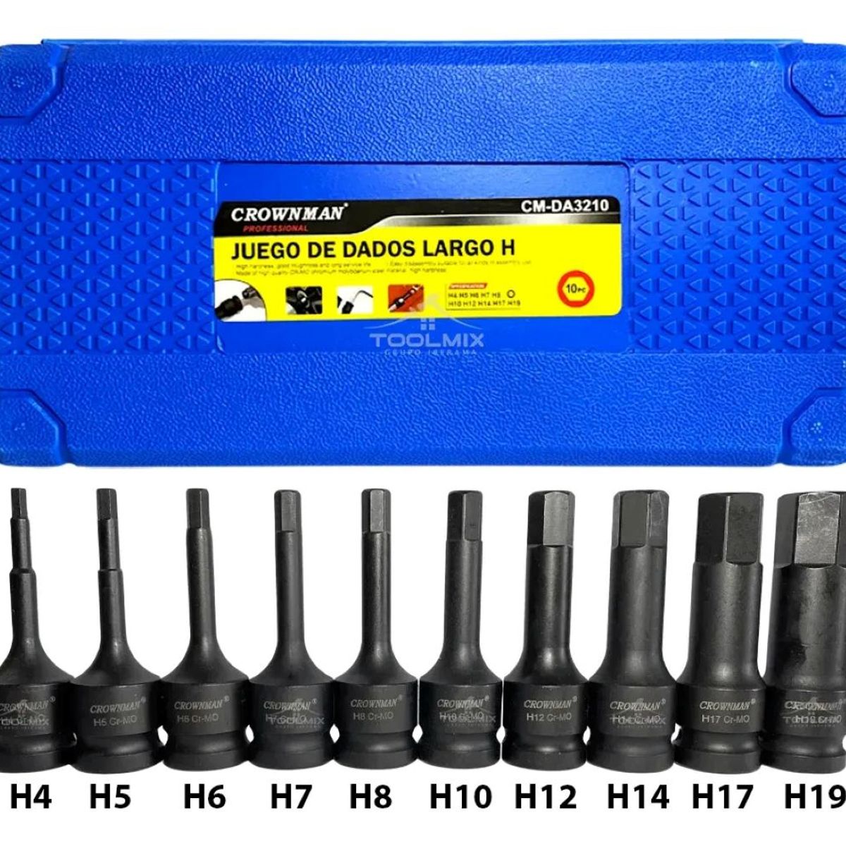 GENERICO - Set 10 Dados Impacto Puntas Hexagonales Allen Cuadrante 1/2
