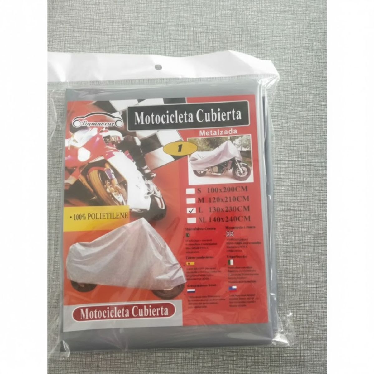 GENERICO - Carpa Gruesa Para Moto Bicicleta Metalizada 130x230 cm Talla L