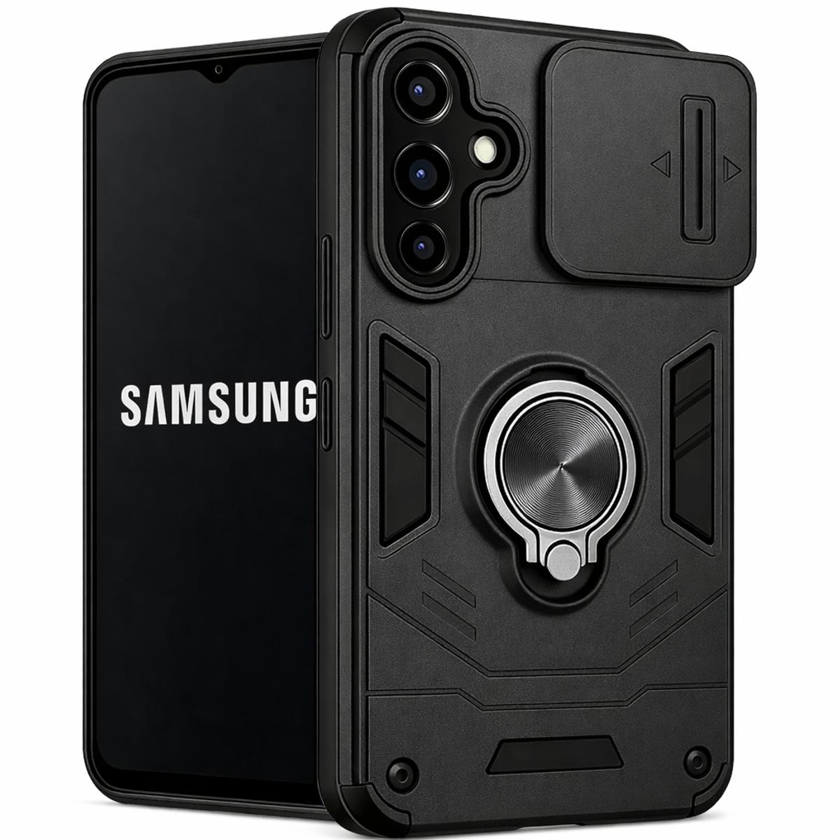 GENERICO - CARCASA PARA SAMSUNG A17 ANILLO CUBRE CAMARA COLOR NEGRO