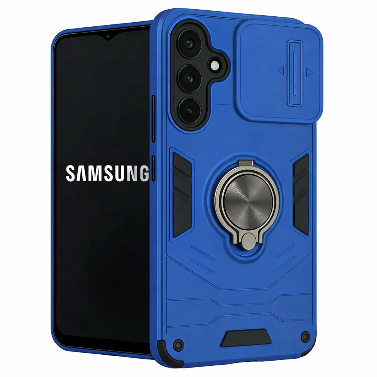 GENERICO - CARCASA PARA SAMSUNG A17 ANILLO CUBRE CAMARA COLOR AZUL