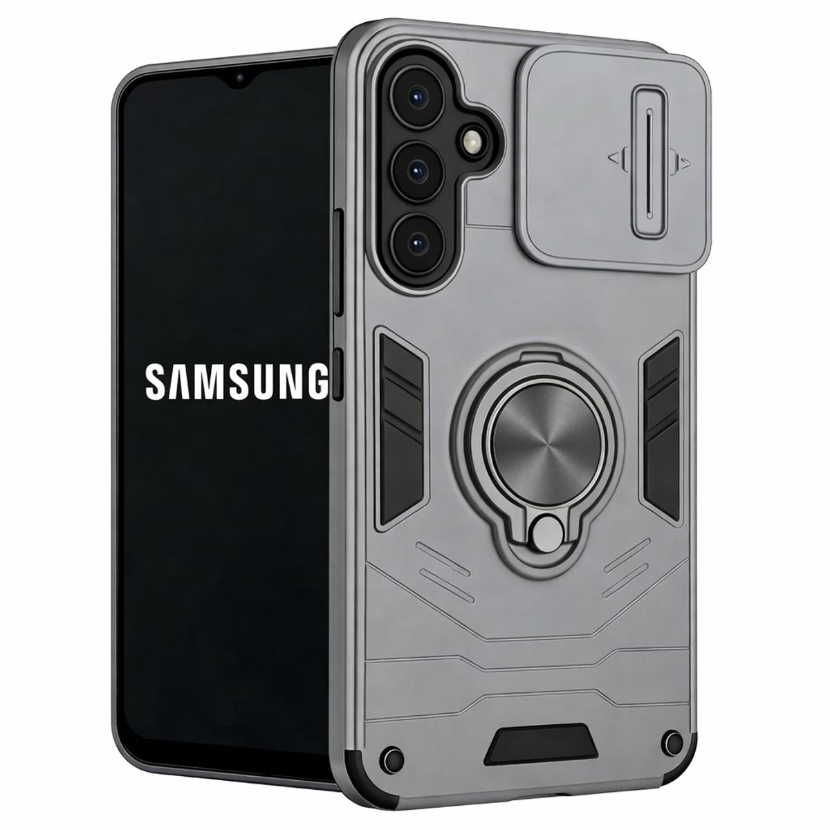GENERICO - CARCASA PARA SAMSUNG A17 ANILLO CUBRE CAMARA COLOR GRIS