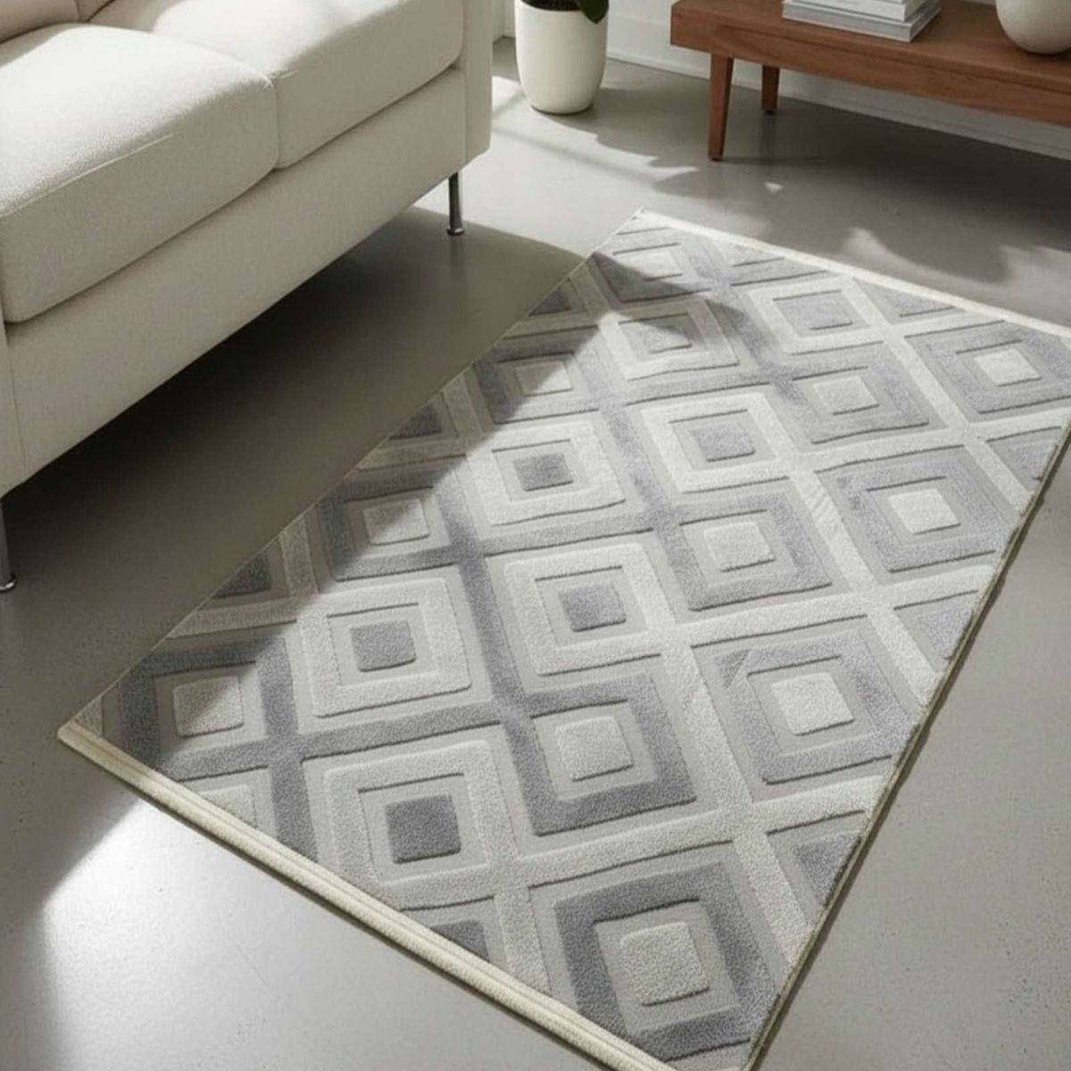 GENERICO - ALFOMBRA CON RELIEVE DISEÑO JACQUARD ANTIDESLIZANTE 150X200 CM