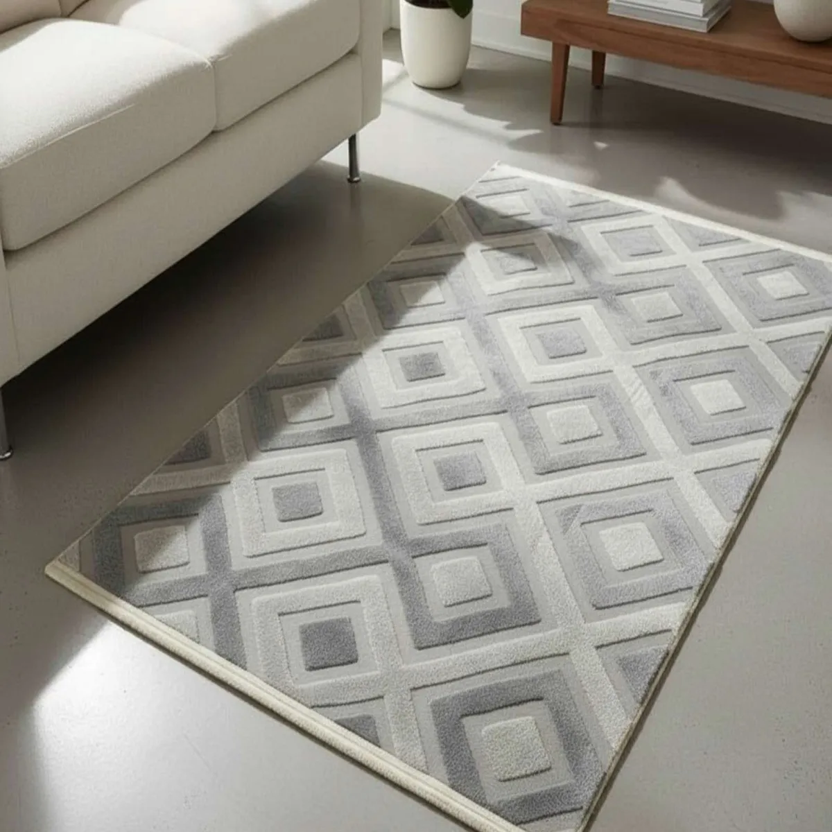 GENERICO - ALFOMBRA CON RELIEVE DISEÑO JACQUARD ANTIDESLIZANTE 180X200 CM