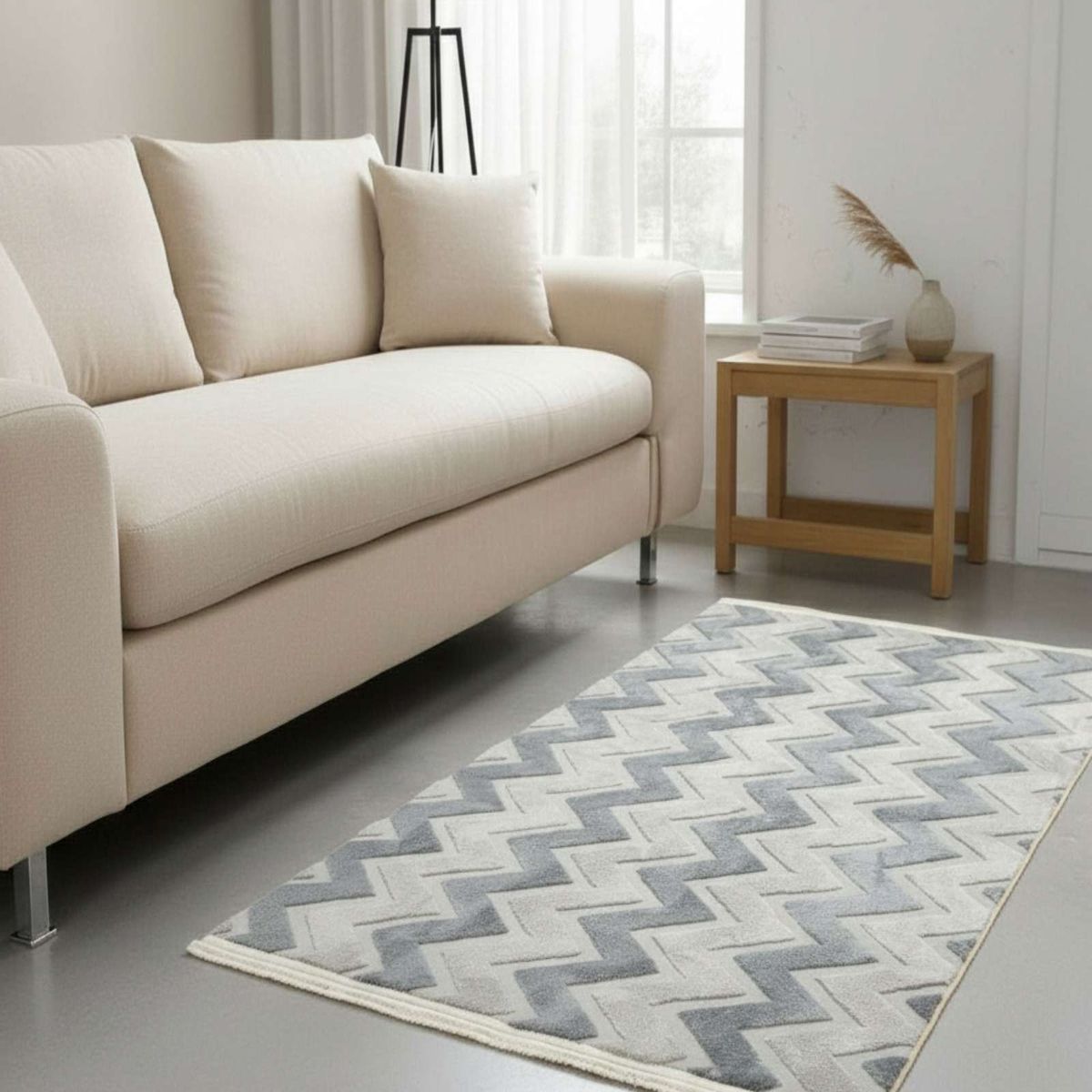 GENERICO - ALFOMBRA CON RELIEVE DISEÑO JACQUARD ANTIDESLIZANTE 180X200 CM