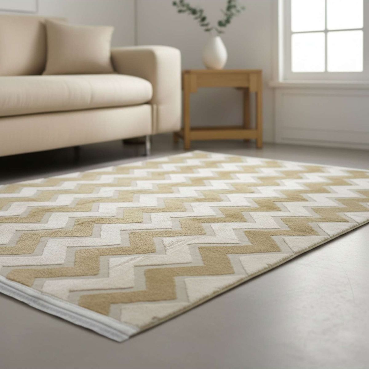 GENERICO - ALFOMBRA CON RELIEVE DISEÑO JACQUARD ANTIDESLIZANTE 180X200 CM