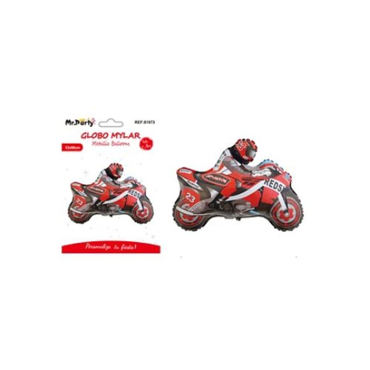 GENERICO - Globo metálico motocicleta roja 66x53cm