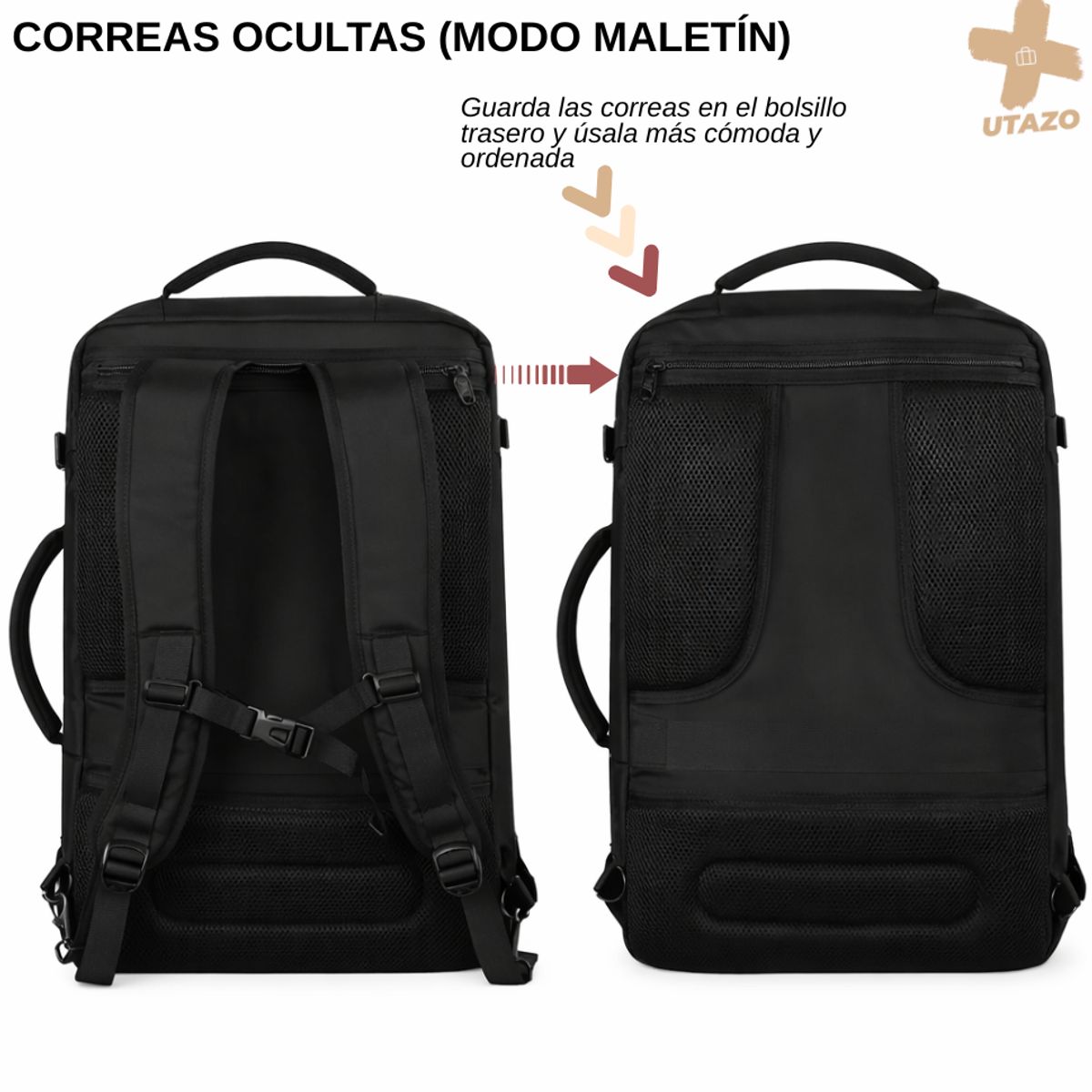 GENERICO - Mochila De Viaje Avión Expandible 40l Impermeable Antirrobo