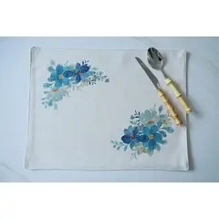 DEKOHOME - Pack 6 individuales Flores Azules