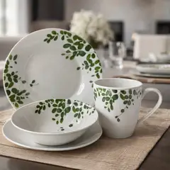 GENERICO - Juego De Vajilla Loza 16 Piezas Para 4 Personas Hojas