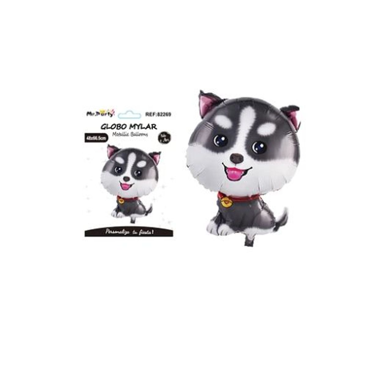 GENERICO - Globo metálico perro husky 48x66x5cm