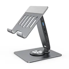 GENERICO - Hub Stand Para Macbook / Ipad / Notebook 7 En 1 Hdmi Plateado