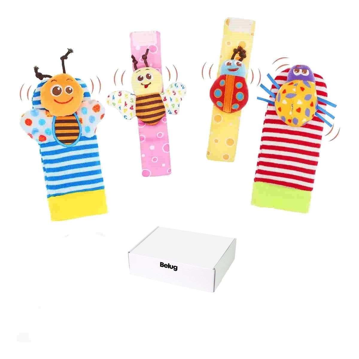 GENERICO - Set Sonajero Calcetines Y Pulseras Estimulante Para Bebé 4pz MULTICOLOR BELUG