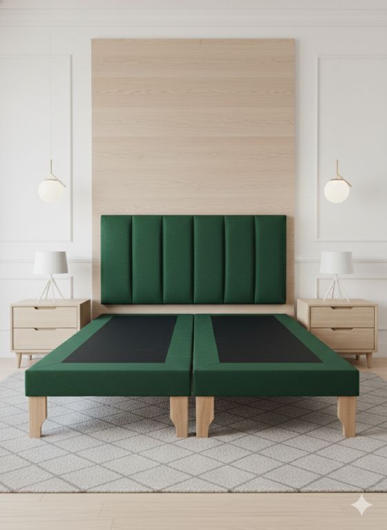 CAMA DOS PLAZA LINEAL VERDE FELPA