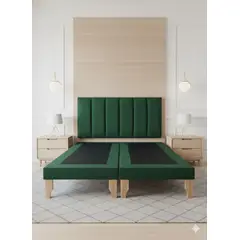 MUEBLES NEW - CAMA DOS PLAZA LINEAL VERDE FELPA