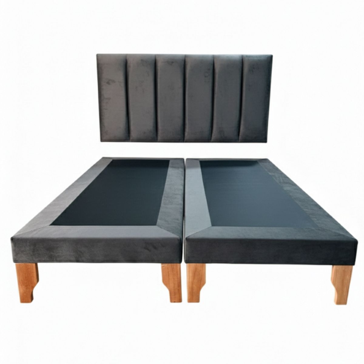 MUEBLES NEW - CAMA KING LINEAL GRIS OSCURO FELPA