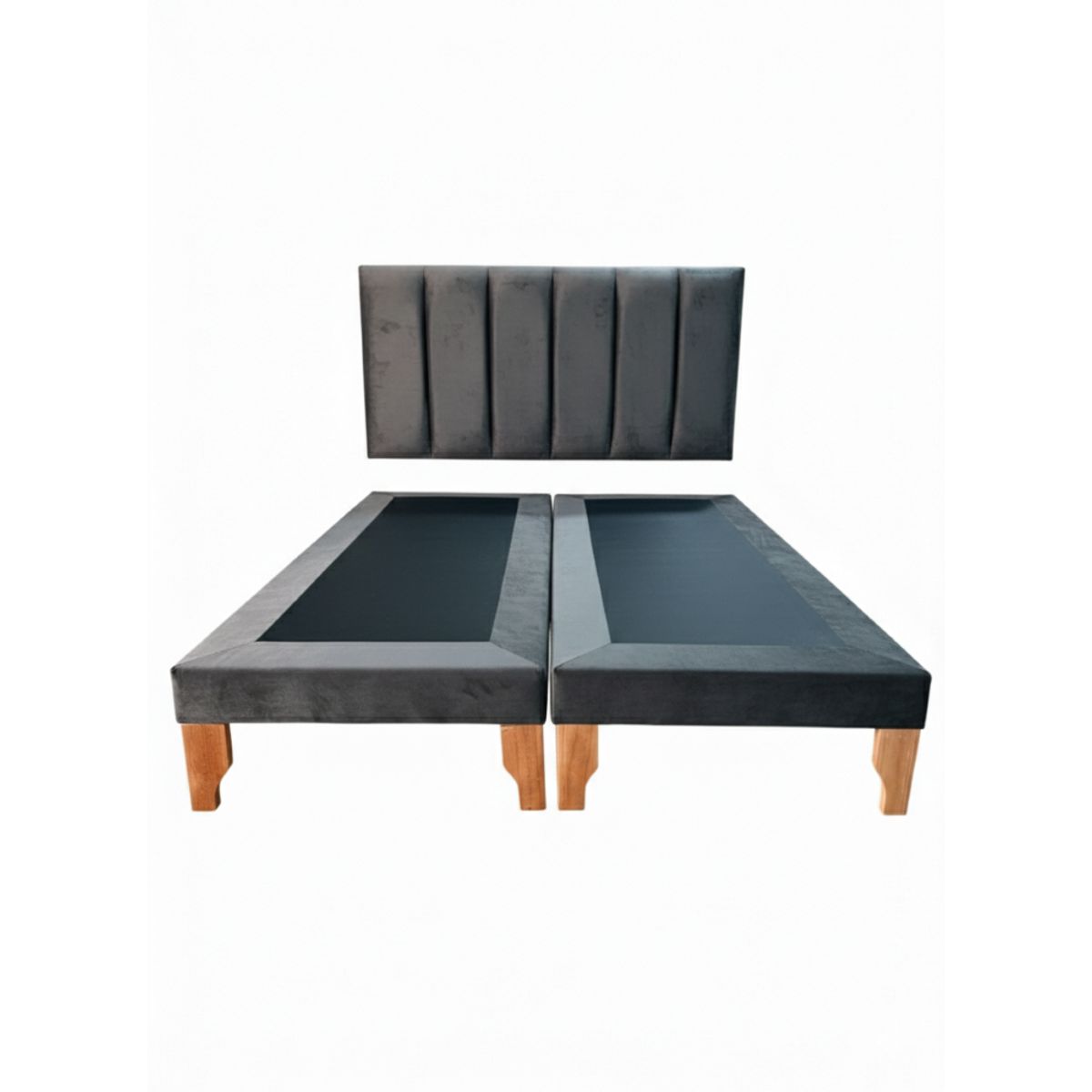 MUEBLES NEW - CAMA KING LINEAL GRIS OSCURO FELPA
