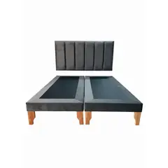 MUEBLES NEW - CAMA KING LINEAL GRIS OSCURO FELPA