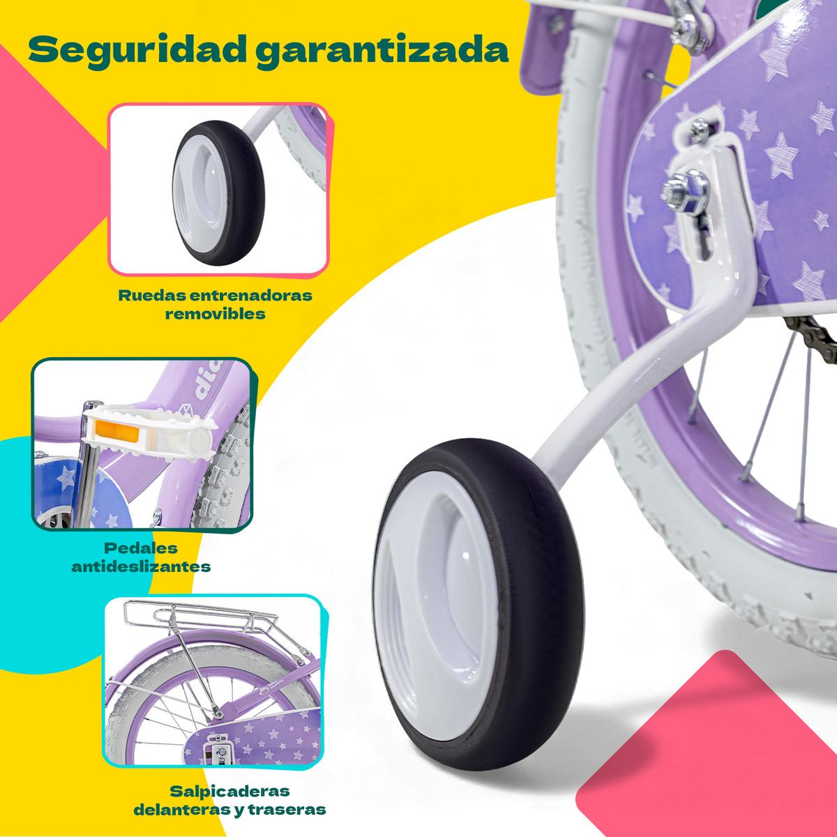 LITTLE MONKEY - Bicicleta Infantil Morada Niña Rodada 16 Con Canasta Color Morado Tamaño Del Cuadro S