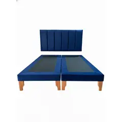 MUEBLES NEW - CAMA KING LINEAL AZUL FELPA