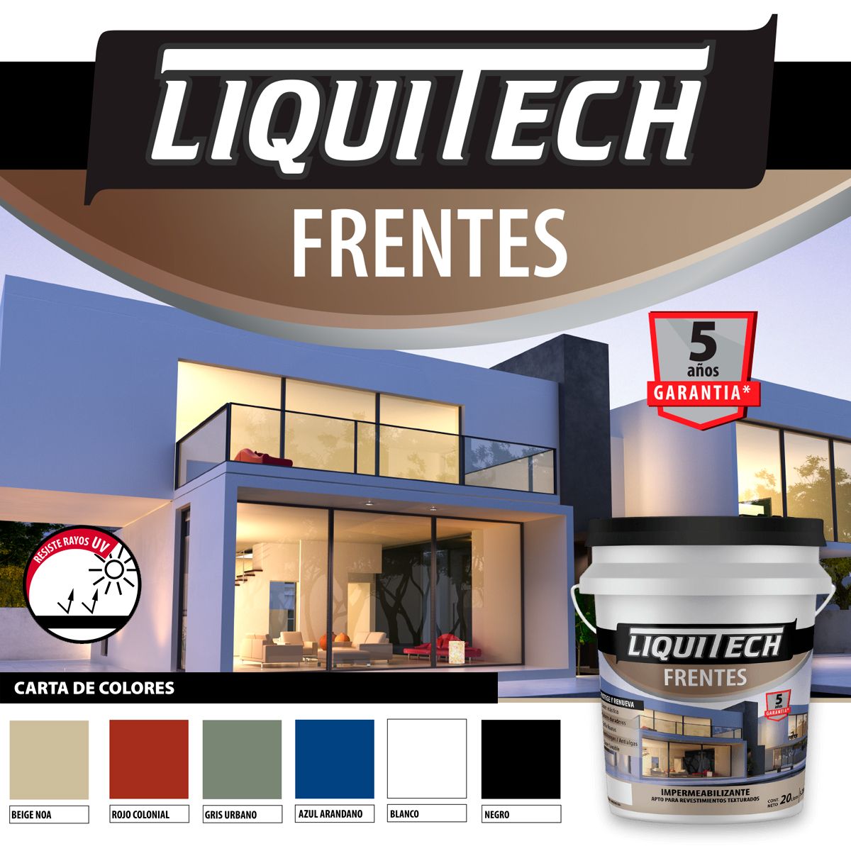 GENERICO - Impermeabilizante para frentes y muros Liquitech 4L Rojo Colonial