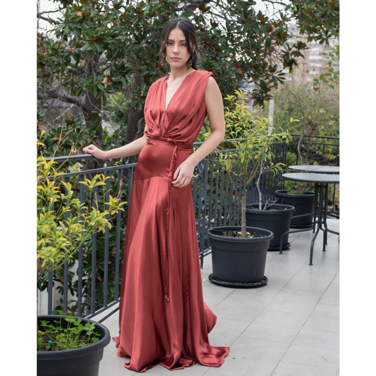 MI PLACARD - Vestido Largo de Fiesta Oporto Terracota