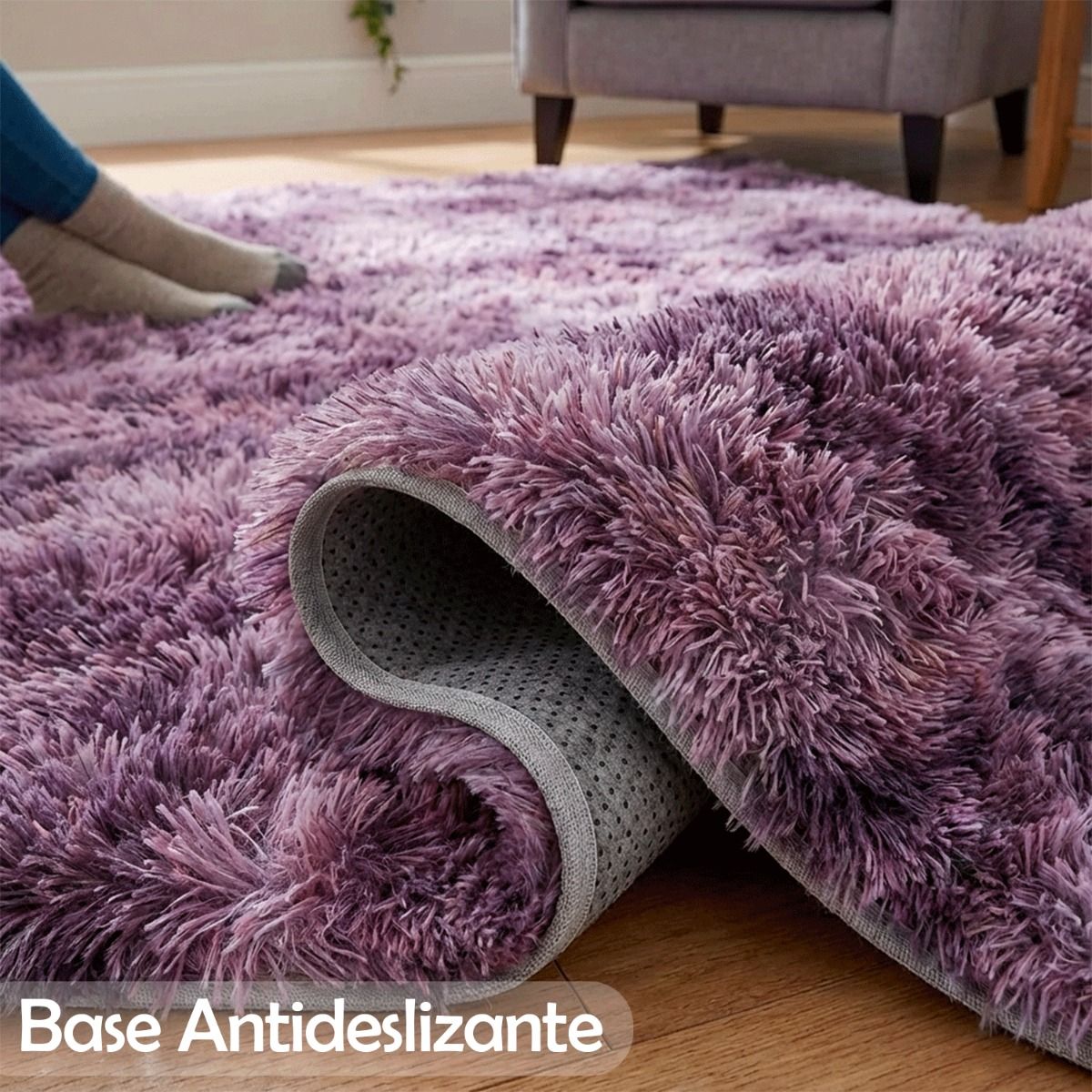 ARMONIA - Alfombra Pelo Largo Lila Jaspeado 240x200 Sala Oficina