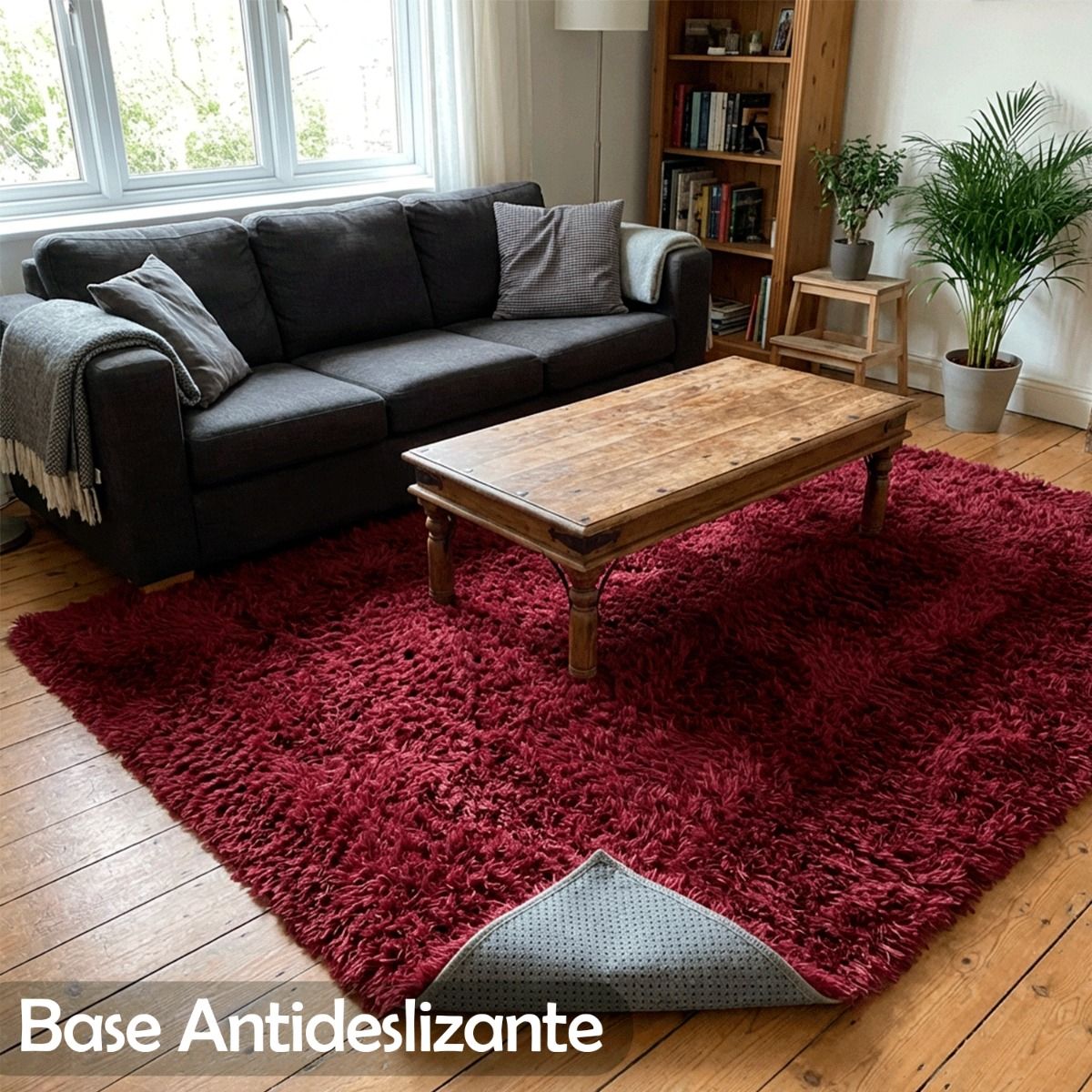 ARMONIA - Alfombra Pelo Largo Burdeo 180x200 Sala u Oficina